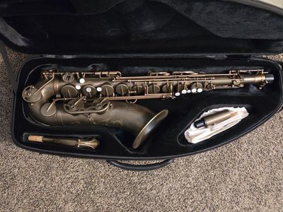 Vintage Finish Tenor Saxophone with Floral Engraving and Hard Case.