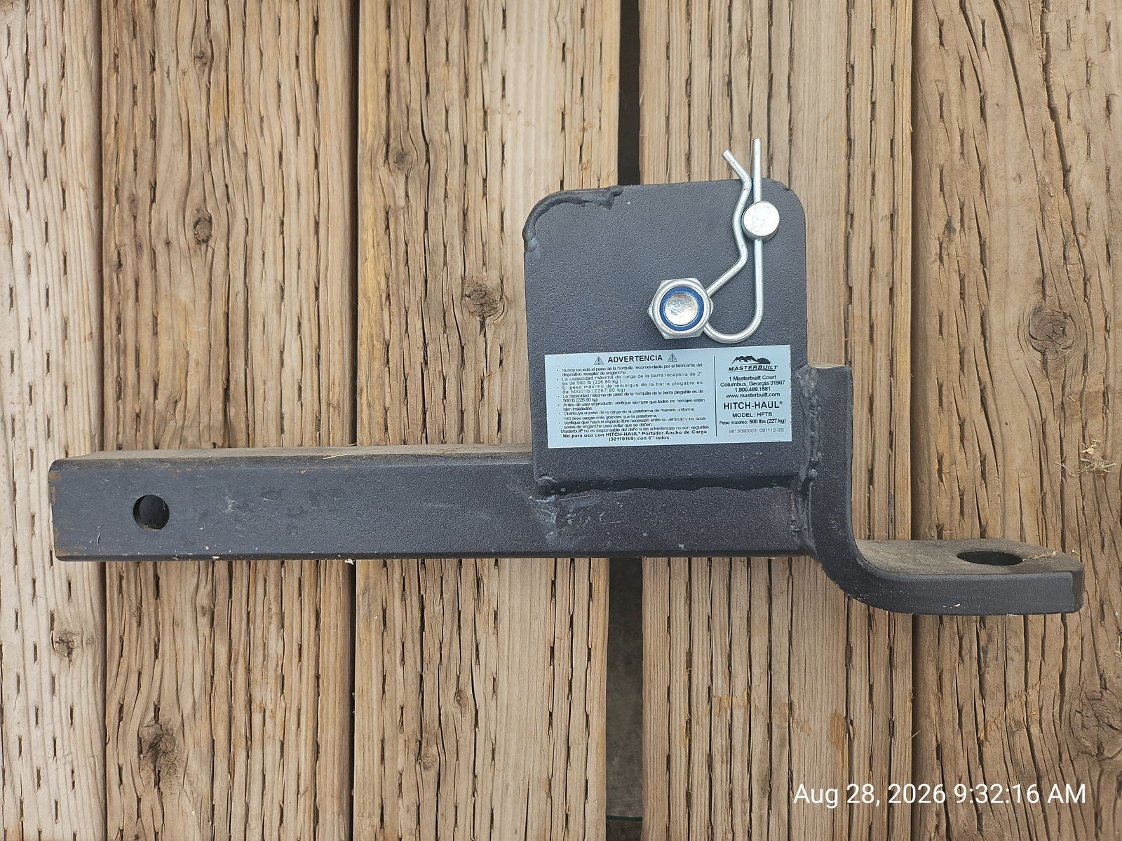 Masterbuilt Hitch-Haul Model HFTB Trailer Hitch Cargo Carrier Bar
