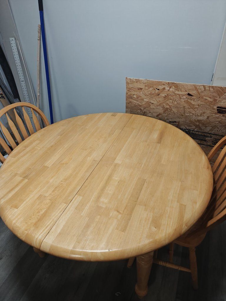 Wooden Round Dining Table with Windsor Chairs - Natural Finish