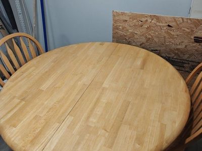 Wooden Round Dining Table with Windsor Chairs - Natural Finish