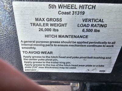 5th wheel hitch 26K
