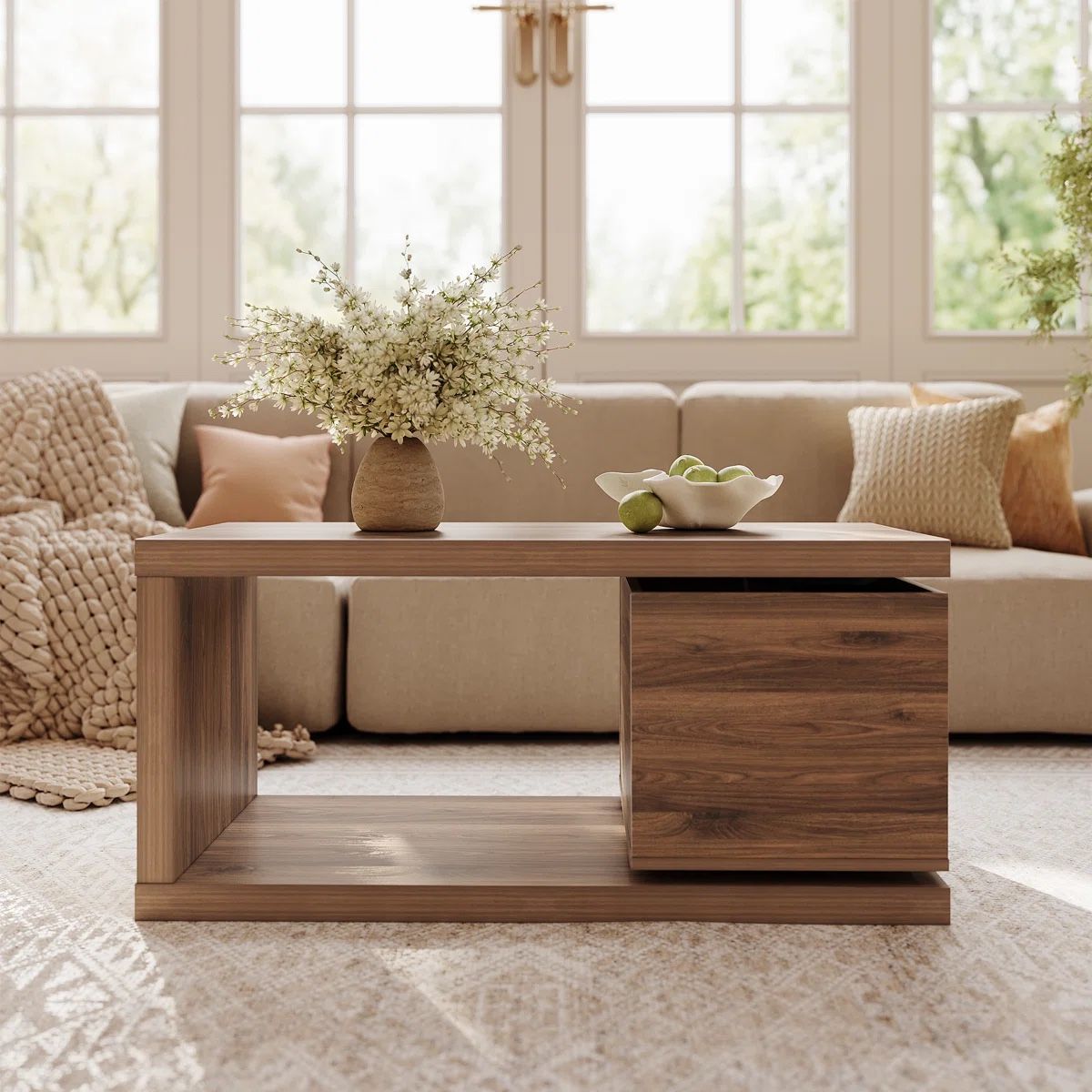 Minimalist 360° Rotating Storage Coffee Table — Brand New