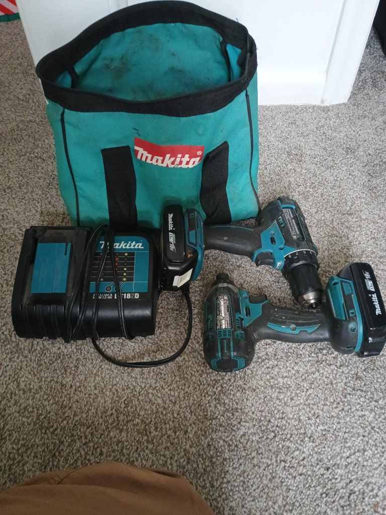 Makita LXT 18V Cordless 2-Tool Combo Kit: Drill, Impact Driver, Charger, 2 Batteries, Bag