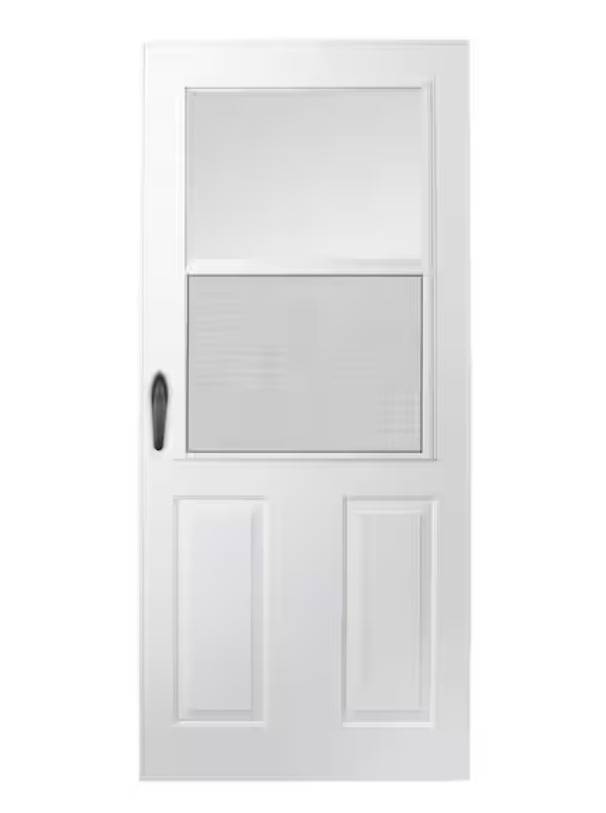 NEW Andersen 200 Series 36 in. x 80 in. White 1/2 Light Mid-View Aluminum Storm Door