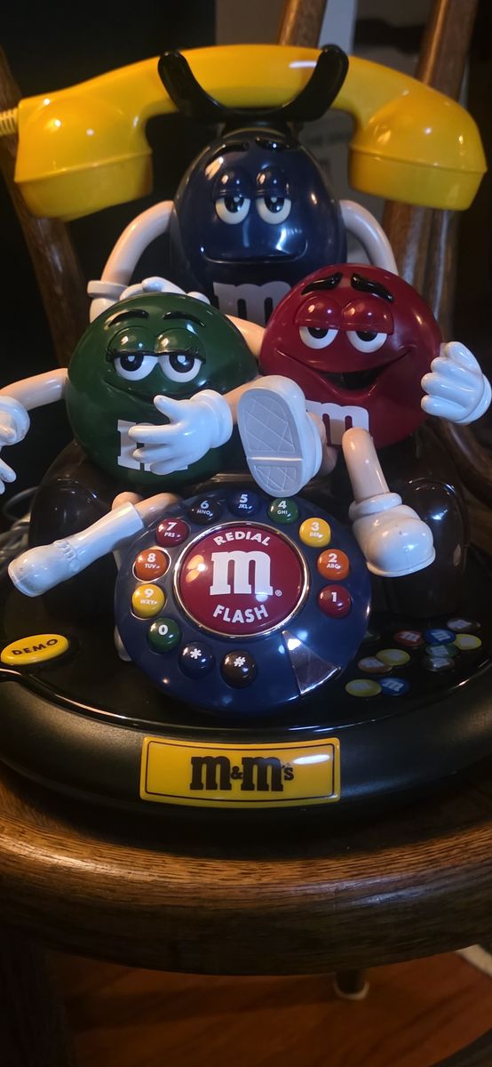 M&M's Character Corded Phone - Red, Green, Blue Characters, Vintage Novelty Collectible