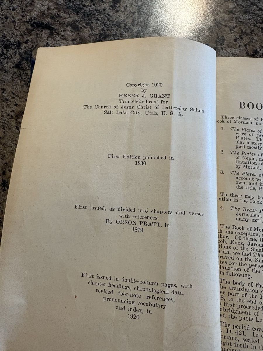 1920 Book of Mormon