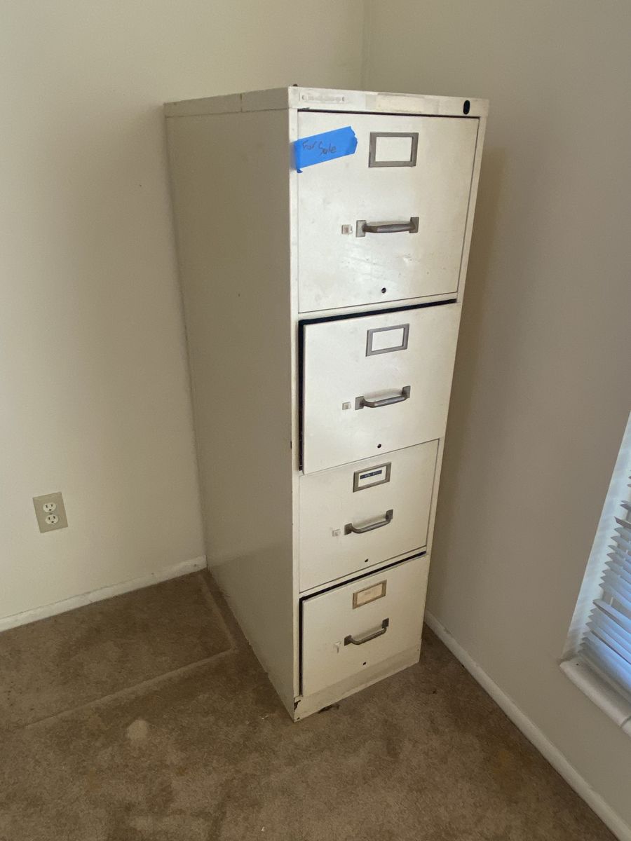 Metal 4-Drawer Vertical File Cabinet Off-White Office Storage