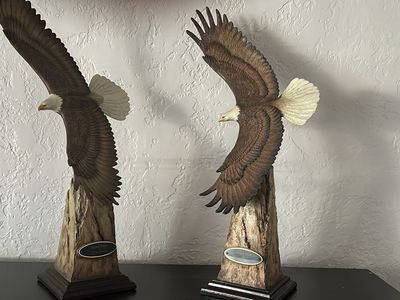 Mill Creek Studios 'Born Free' Eagle Sculptures by Joe Slockbower - Pair with COAs
