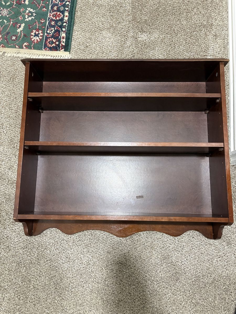 Wooden Wall-Mounted Display Shelf Unit - Dark Brown Stain