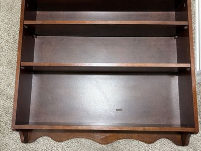 Wooden Wall-Mounted Display Shelf Unit - Dark Brown Stain