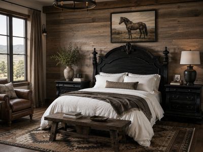 TALL King Black Headboard With Bed Frame French Country Modern Farmhouse Cottagecore Gothic Cabin Western