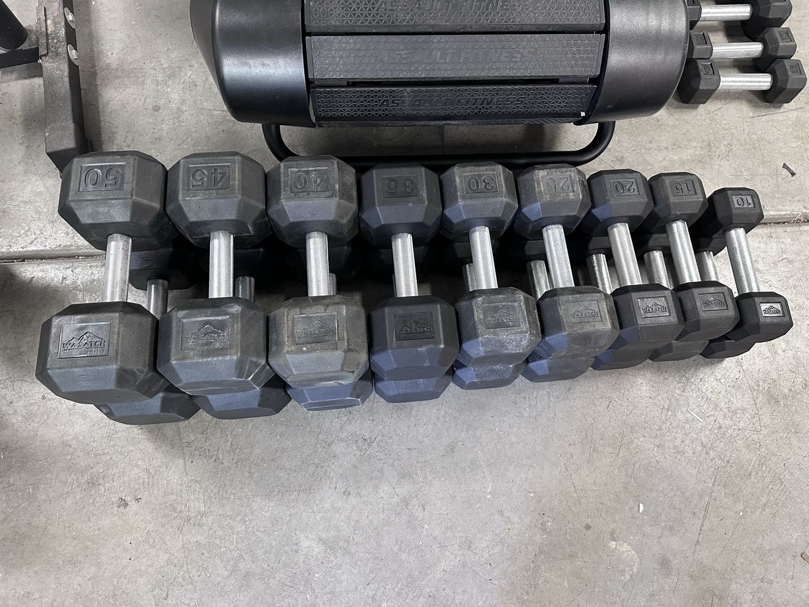 Wasatch Rubber Hex Dumbbells Set 10-50LB
