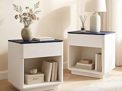 24 inch bedside tables 2Pk ChargIng Nightstand NEW