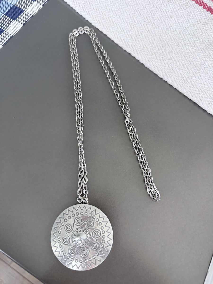 RARE Vintage Jorgen Jensen Denmark Pewter Pendant Necklace #226