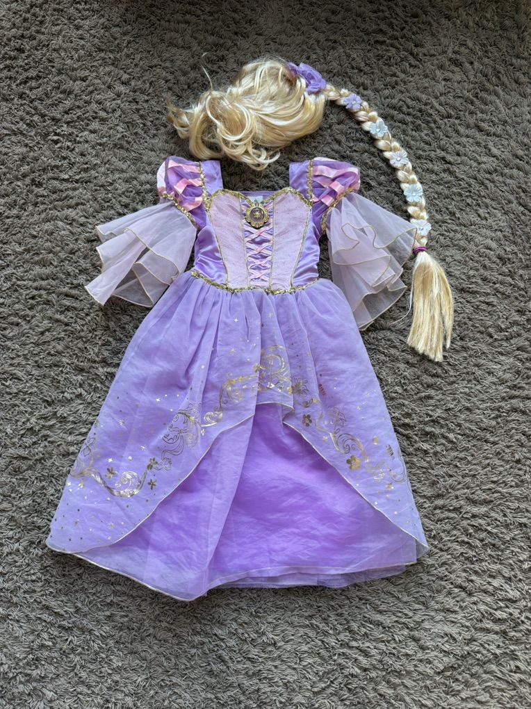 Disney Tangled Dress And Wig Size 4-6