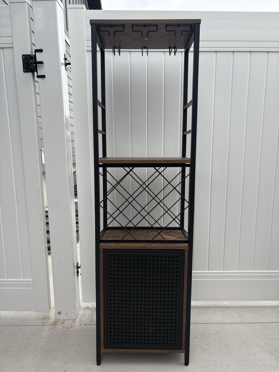 Metal and wood wine bar cabinet / coffee bar