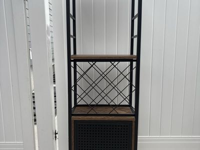 Metal and wood wine bar cabinet / coffee bar