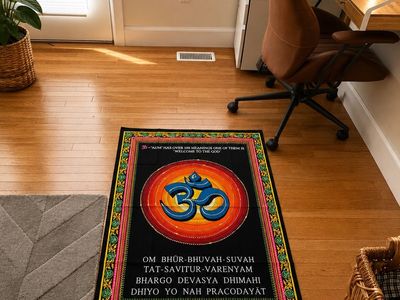 Om Symbol and Gayatri Mantra Tapestry Wall Hanging