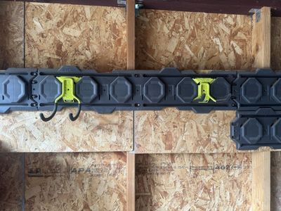 Ryobi Link Modular Storage System Wall Rail with (2) Large J-Hooks - Garage Organization
