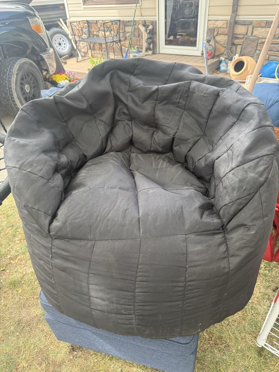 Black Quilted Bean Bag Chair