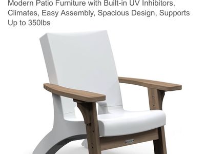 Mayne Mesa Oversized Outdoor 2 Patio Chair - White/Wood, UV-Resistant, 350lb Capacity With Table