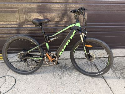 PasElec GS9 Electric Mountain Bike 2021 - Full Suspension, Black and Green