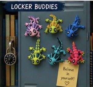 Locker Buddies Desk Friends Axolotl Fidget Toys Colorful Magnetic Stress Relief Toys