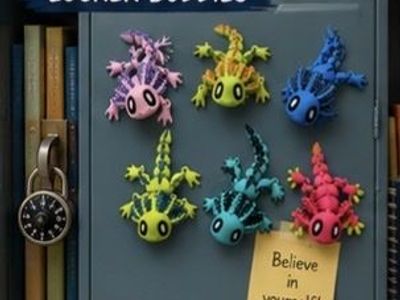 Locker Buddies Desk Friends Axolotl Fidget Toys Colorful Magnetic Stress Relief Toys