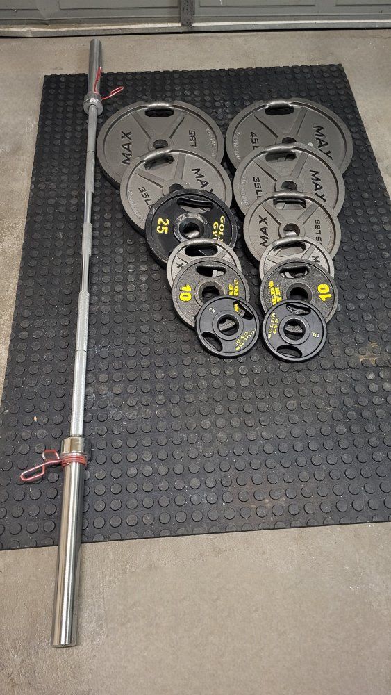 260 pounds of Olympic weights