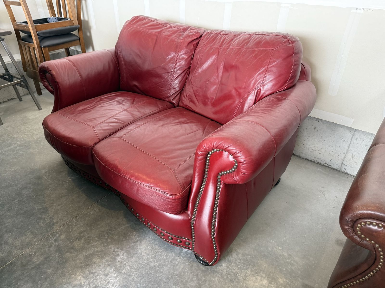 Beautiful Red leather sofa / love seat