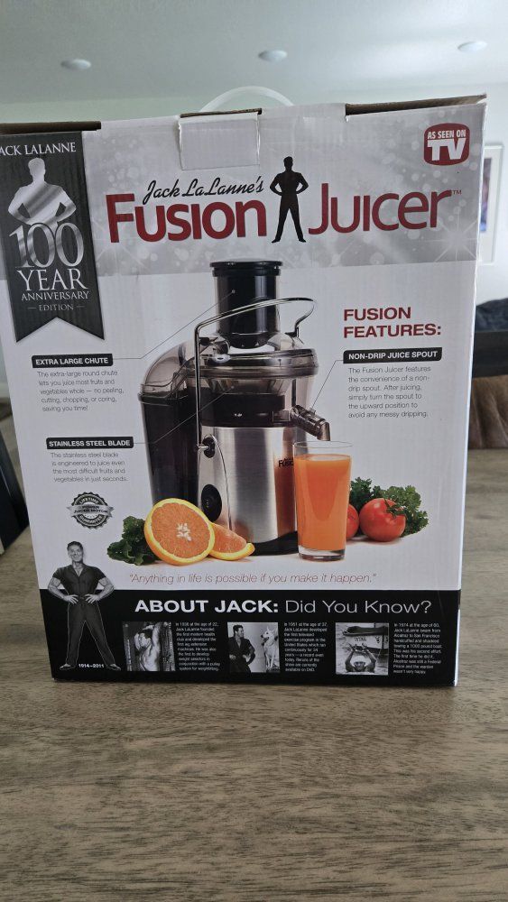 Jack LaLanne Fusion Juicer - 100 Year Anniversary Edition, Stainless Steel Blade, Non-Drip Spout