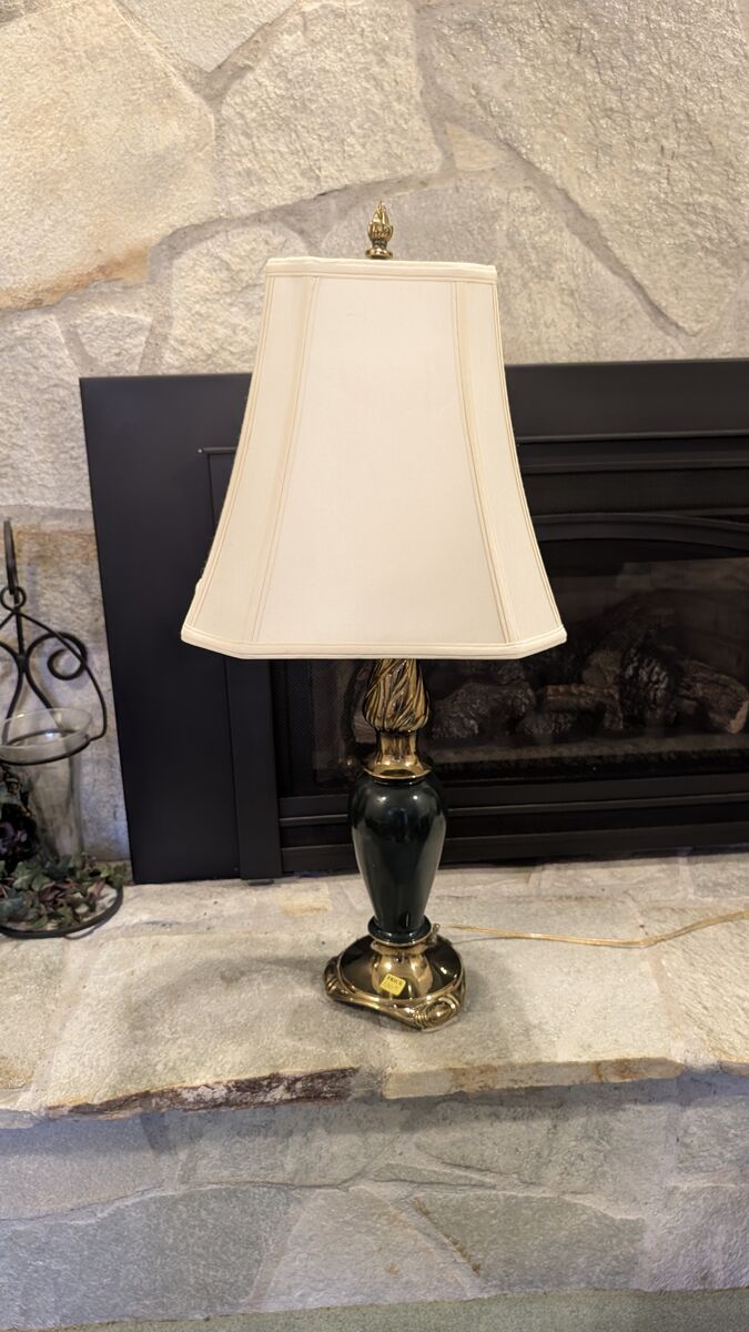 Dark Green and brass lamp