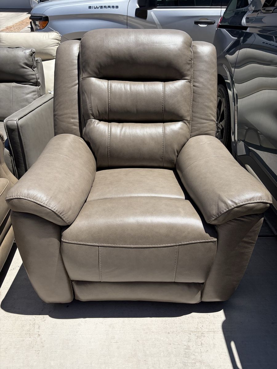 Brown leather power recliner