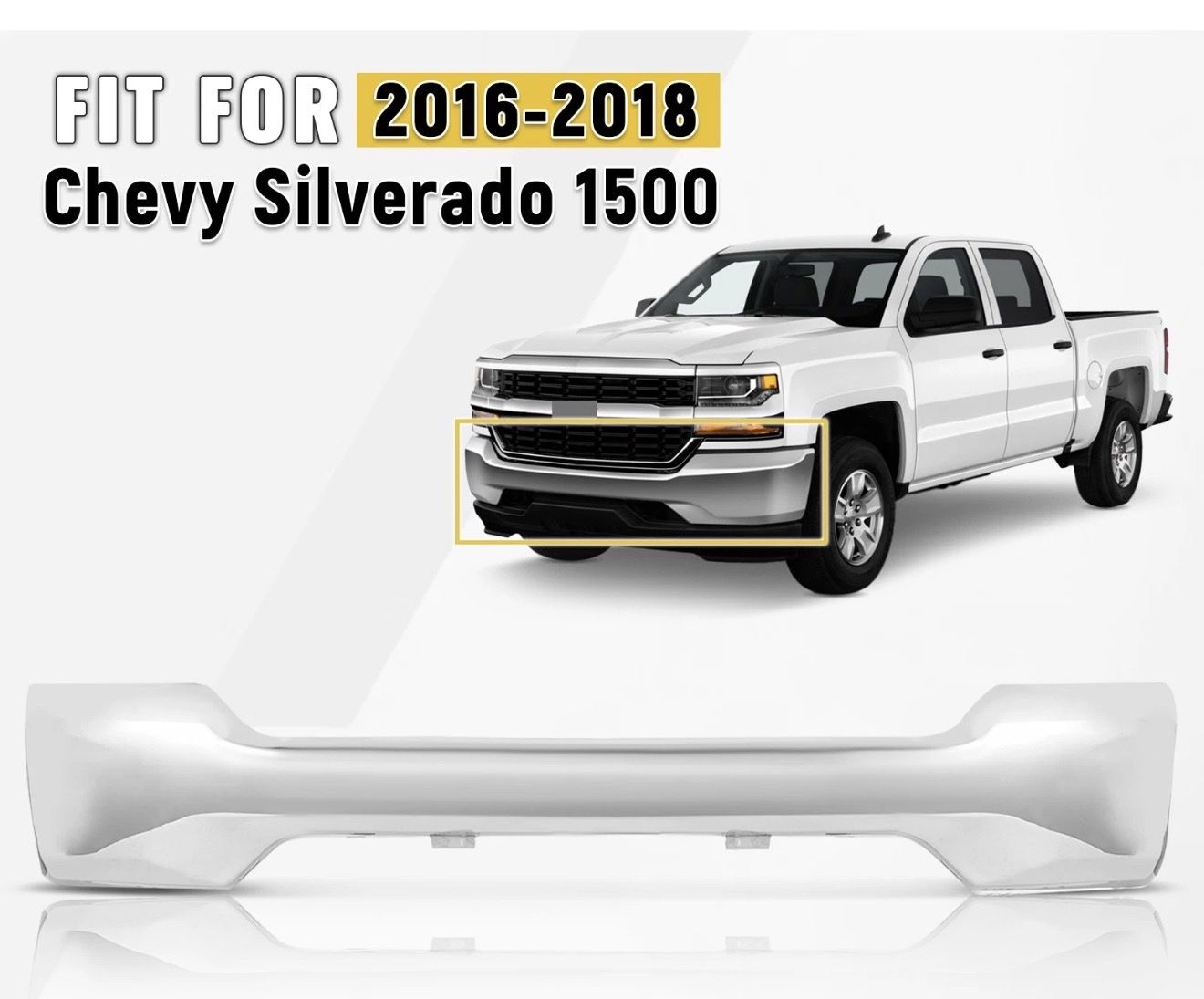 New Front Bumper Chrome Steel for 2016-2018 Chevy Silverado 1500 (Lower Valance)