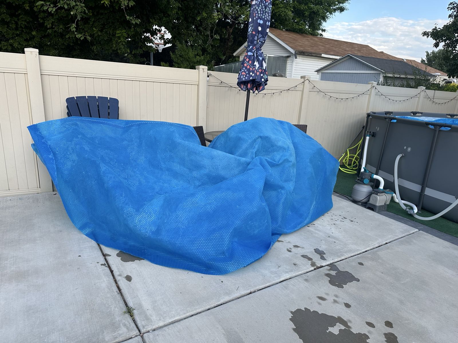 14 ft Round Solar Pool Cover - Blue Bubble Design for Above Ground Pools