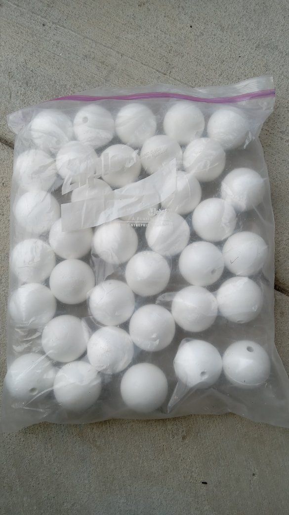 Lot of 2" White Craft Styrofoam Balls / Pencil Topper Balls (Approx. 40 count)