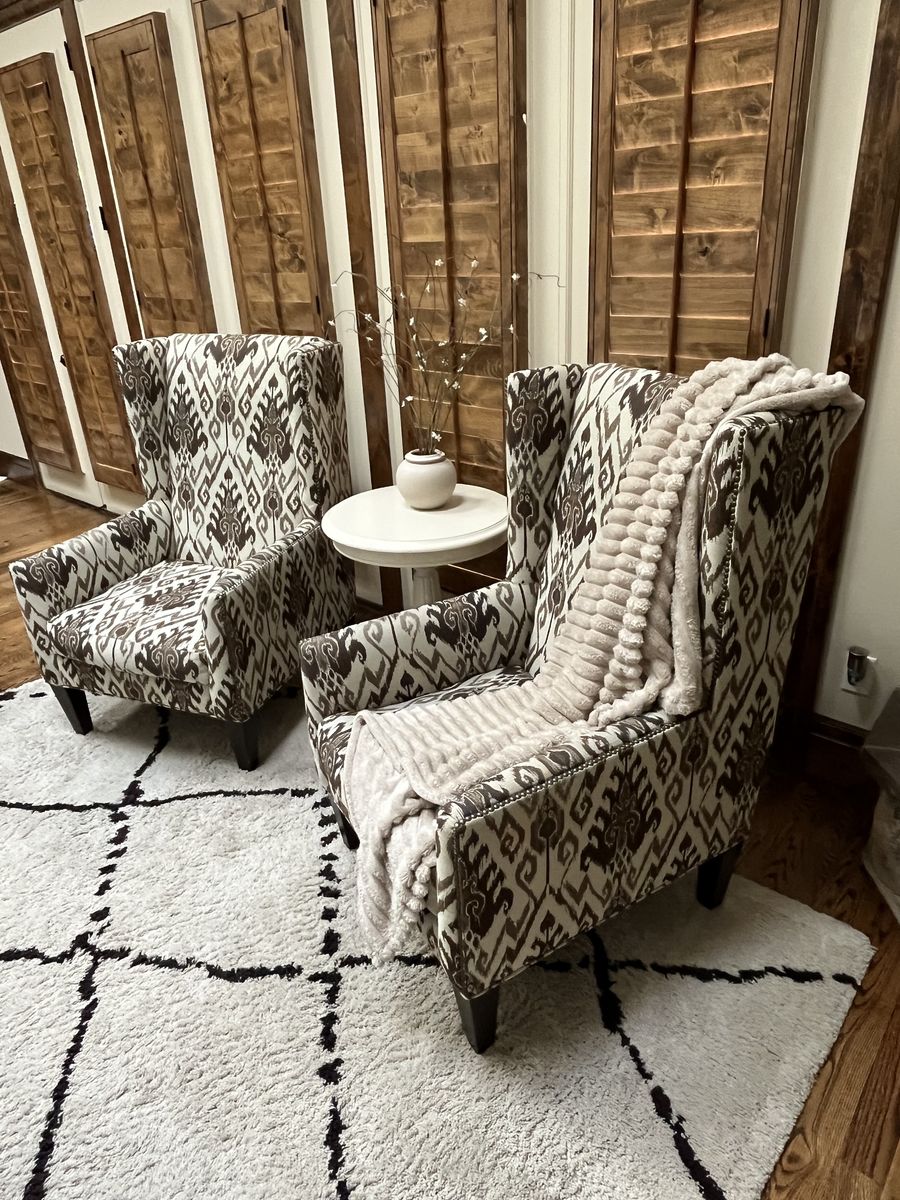Set of 2 High-Quality Wingback Chairs