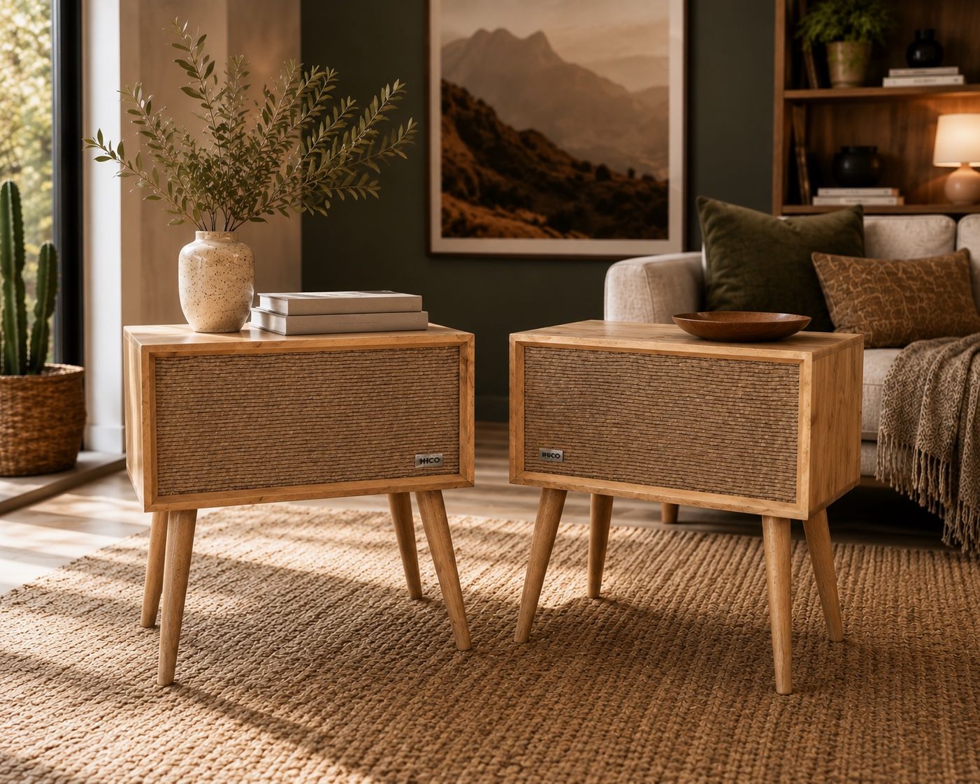 Vintage Wooden Speakers end table Mid-Century Modern Furniture Style