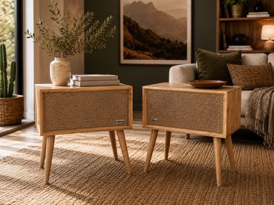 Vintage Wooden Speakers end table Mid-Century Modern Furniture Style