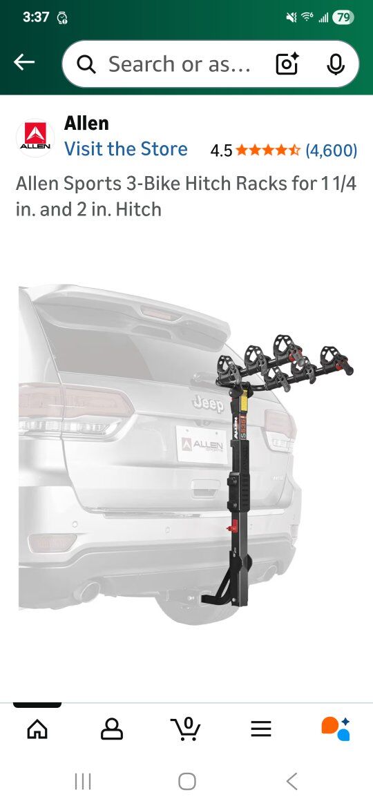 Allen Sports 3-Bike Hitch Racks for 1 1/4 in. and