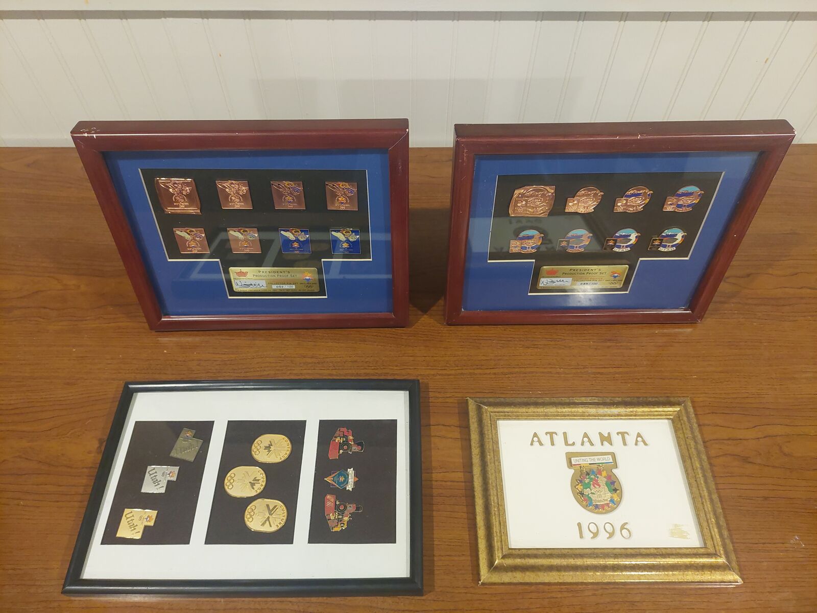 Olympic Collector Lot – Framed President’s Production Proof Pin Sets & Atlanta 1996 Displays