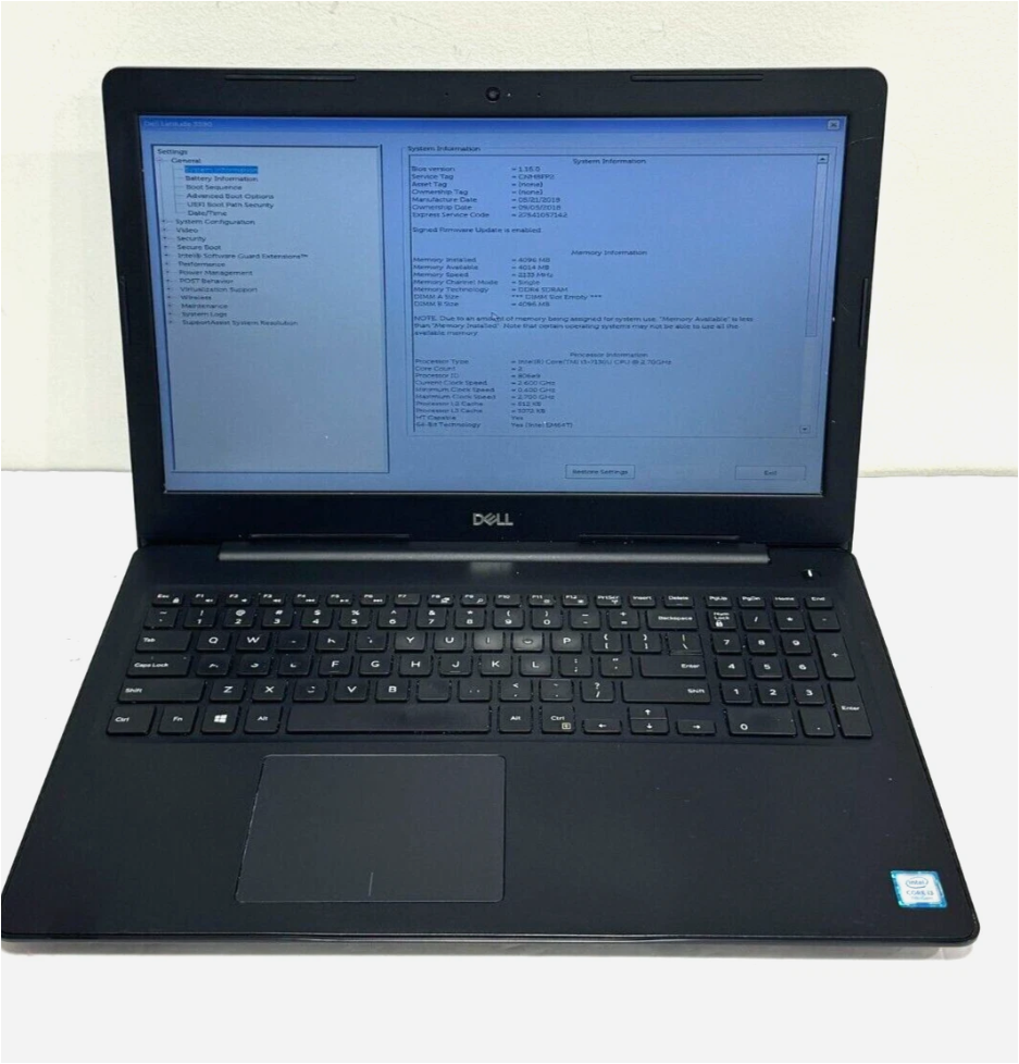 Dell Latitude 3590 Core i3-7130U 7th Gen 2.7GHz  4GB DDR4 | 25$ for 8GB DDR4  (No OS)