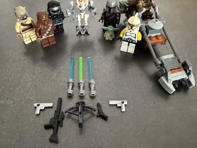 LEGO Star Wars Minifigure Lot: Mandalorian, Grogu, General Grievous, Clone Trooper, Tusken Raider