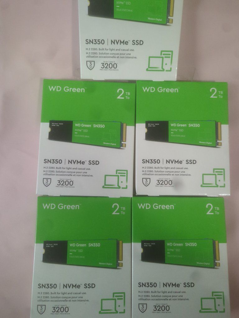 WD Green SN350 2TB NVMe M.2 2280 SSD Solid State Drive - Up to 3200 MB/s Read Speed