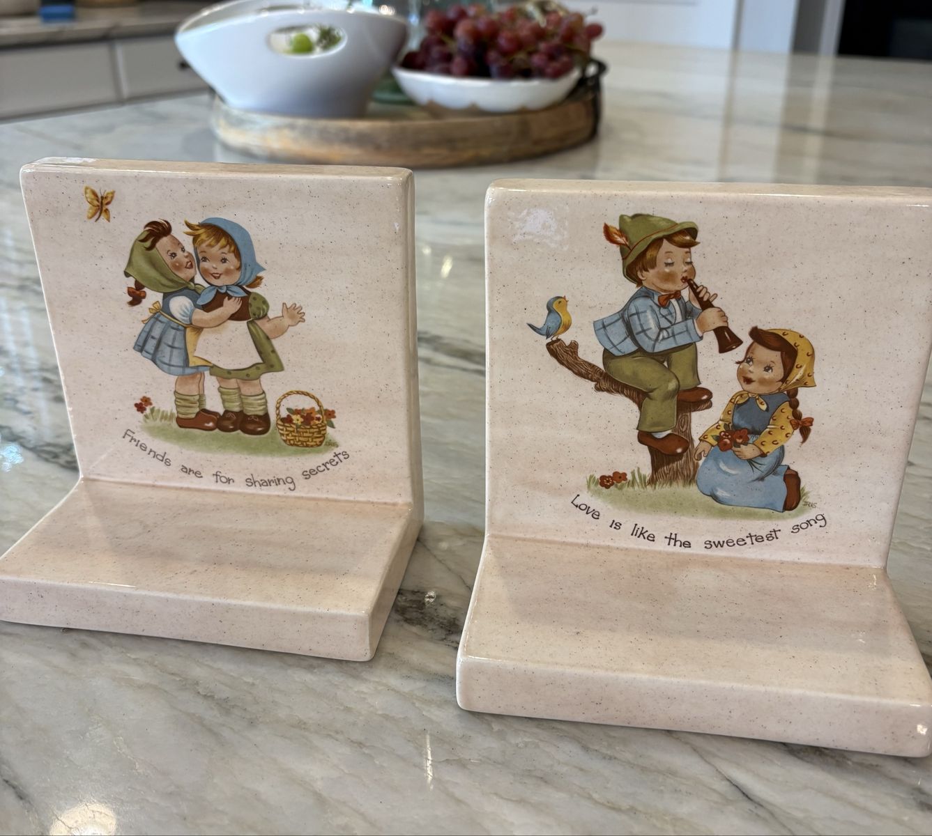 Vintage porcelain Hummel bookends