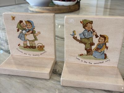 Vintage porcelain Hummel bookends