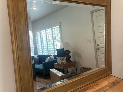 Large Beveled Wall Mirror with Gold / Antique Brass Wood Frame 50x40