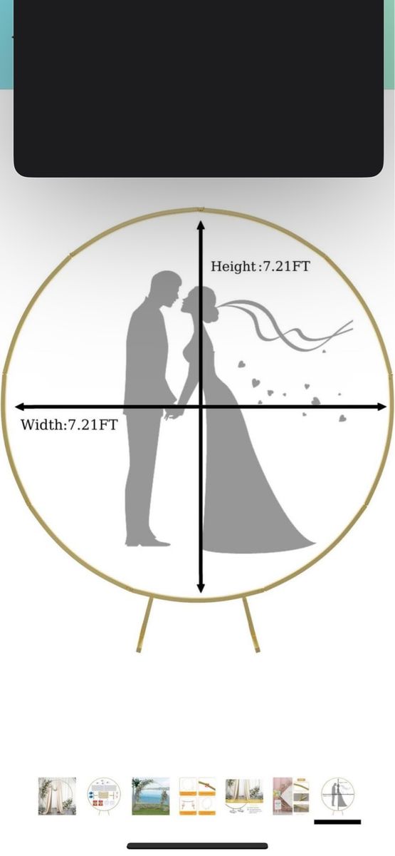 Large Gold Metal Wedding Arch Circle Backdrop Stand, 7.21FT Round Arch for Party Decorations