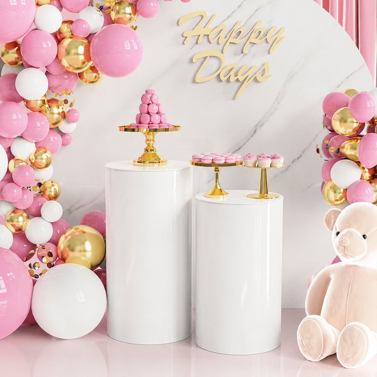 2 PCS large round cylinder pedestal tables