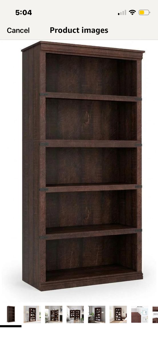 NEW Dark oak Garvee 5 Tier Farmhouse Bookcase